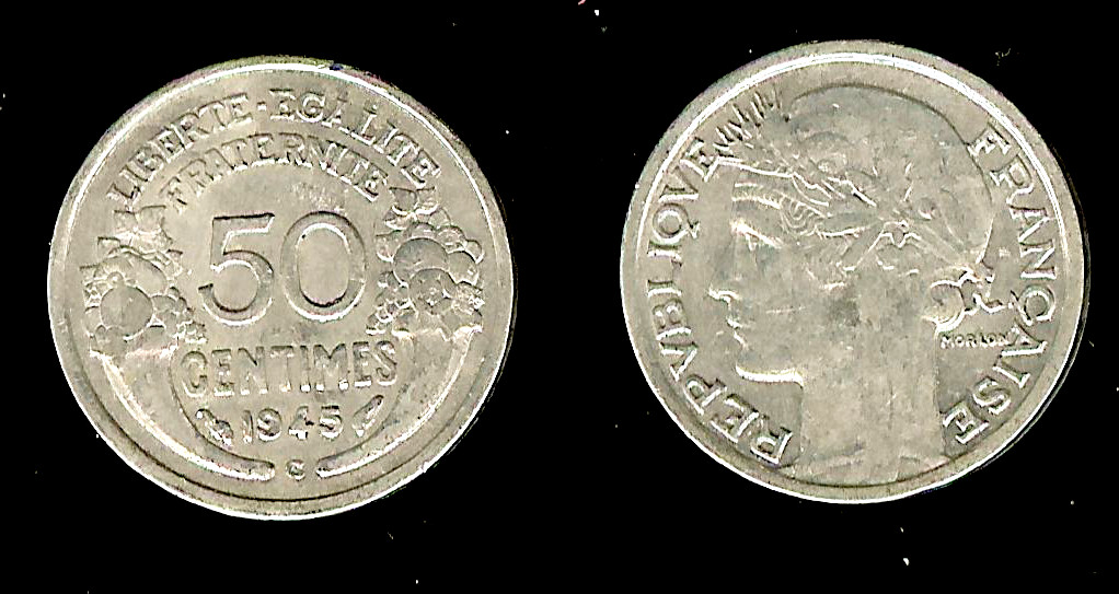 50 centimes Morlon, légère 1945 Castelsarrasin TTB+